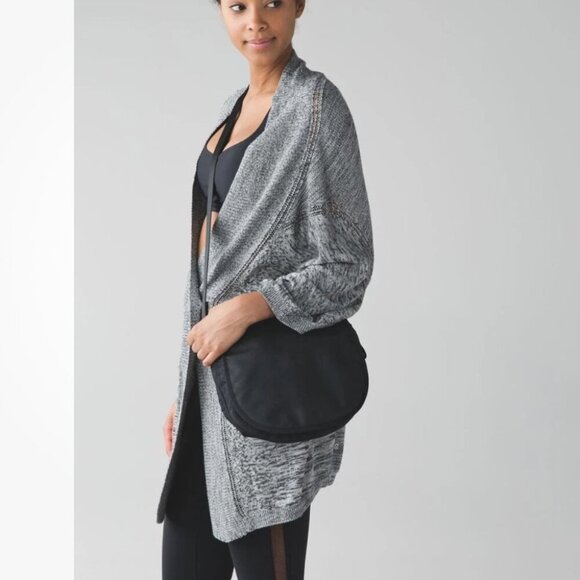 Lululemon Breeze Easy Cardigan Wrap Sweater Heathered Light Grey / Deep Coal - Picture 1 of 11